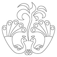 peacock rangoli coloring pages printable