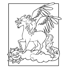 Pegasus by the clouds coloring page