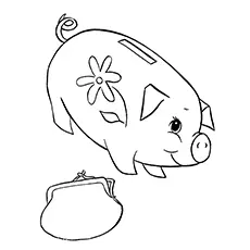 Piggybank and a purse coloring page