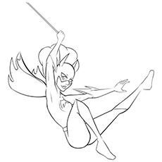 Swinging Batgirl coloring page
