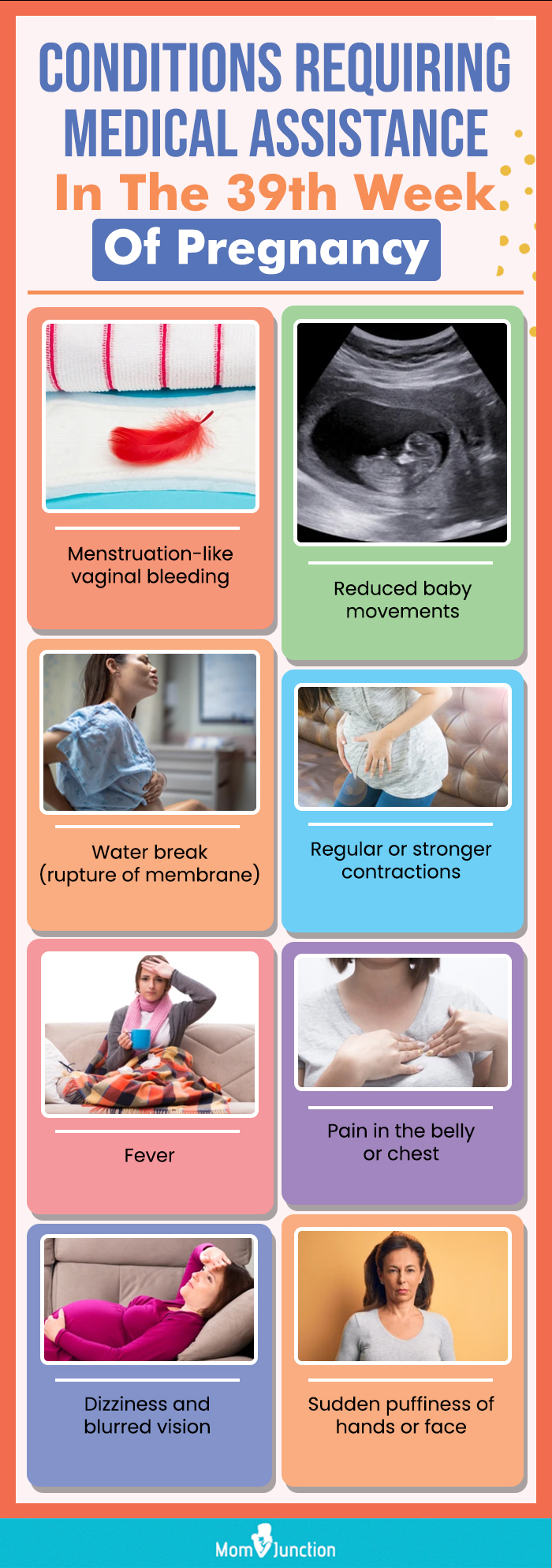  condition requiring medical assistance in the 39th week of pregnancy (infographic)