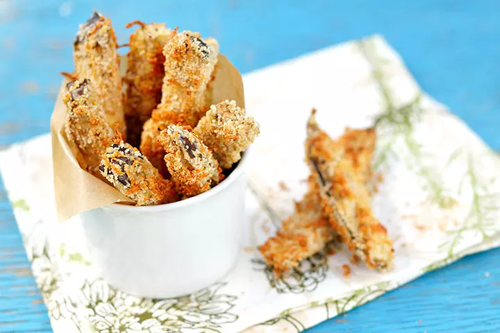 Crispy sticks with eggplant recipes for kids