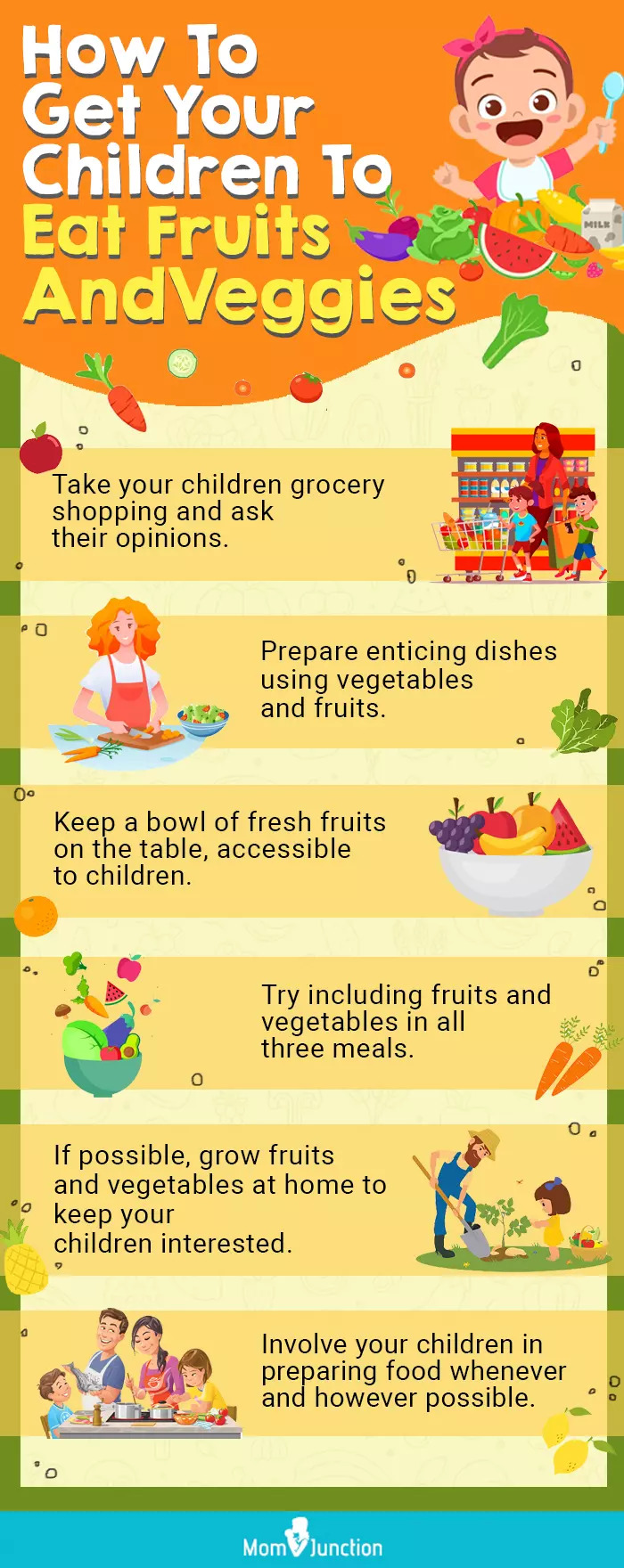 how to get your children to eat fruits and veggies (infographic)