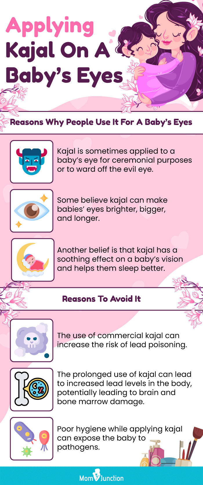 applying kajal on a baby’s eyes (infographic)