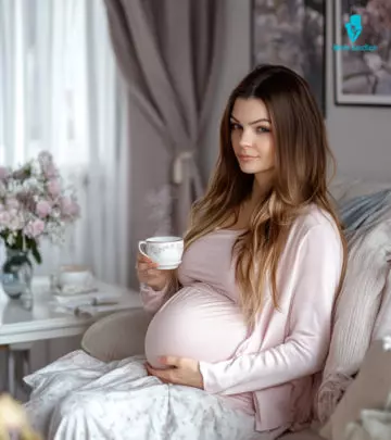 Pregnant Woman Drinking Healthy Homemade Energy Drinks