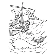Jonah in the water from Jonah and the Whale coloring page