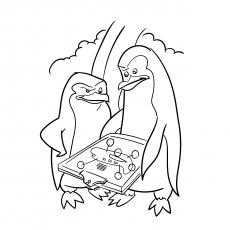 Kowalski And Skipper trying to solve a puzzle, Penguins Of Madagascar coloring pages