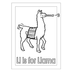 L for Llama coloring page online