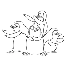 Penguins Of Madagascar in action coloring page
