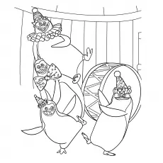 The Penguins Of Madagascar performing in circus Zaragoza coloring pages