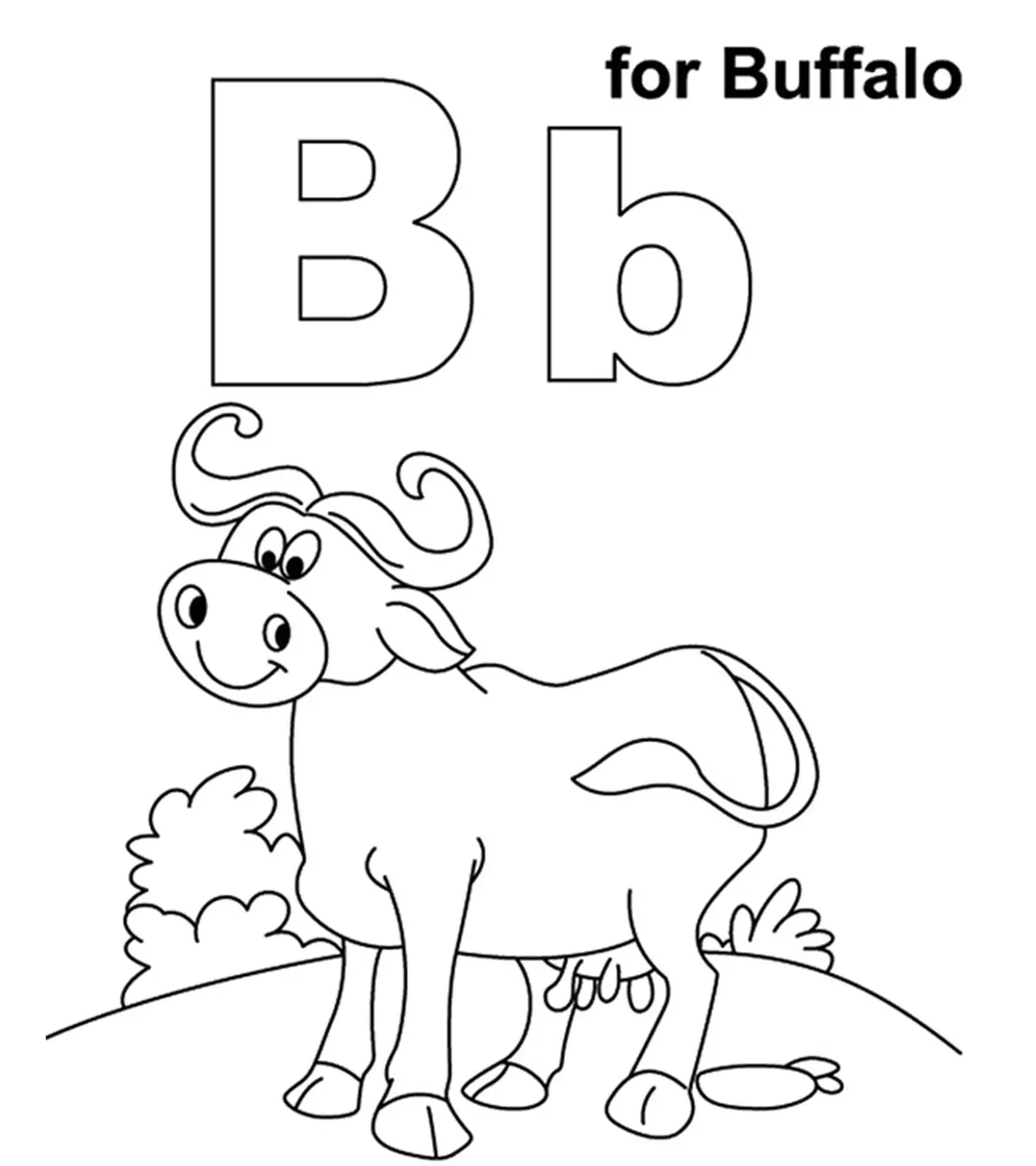 Black outline buffalo coloring page