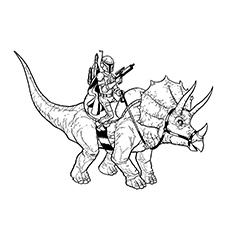 Boba Fett riding a Ceratopsian coloring page