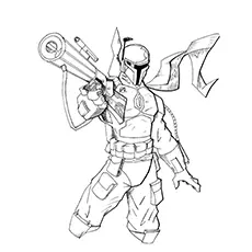 Boba Fett with his rifle coloring page_image