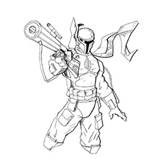 Boba Fett With His Rifle Coloring Page_image