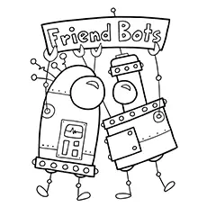 Friend Bots in robot coloring page