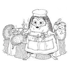 Hedgies Surprise Cooking Worksheet to COlor
