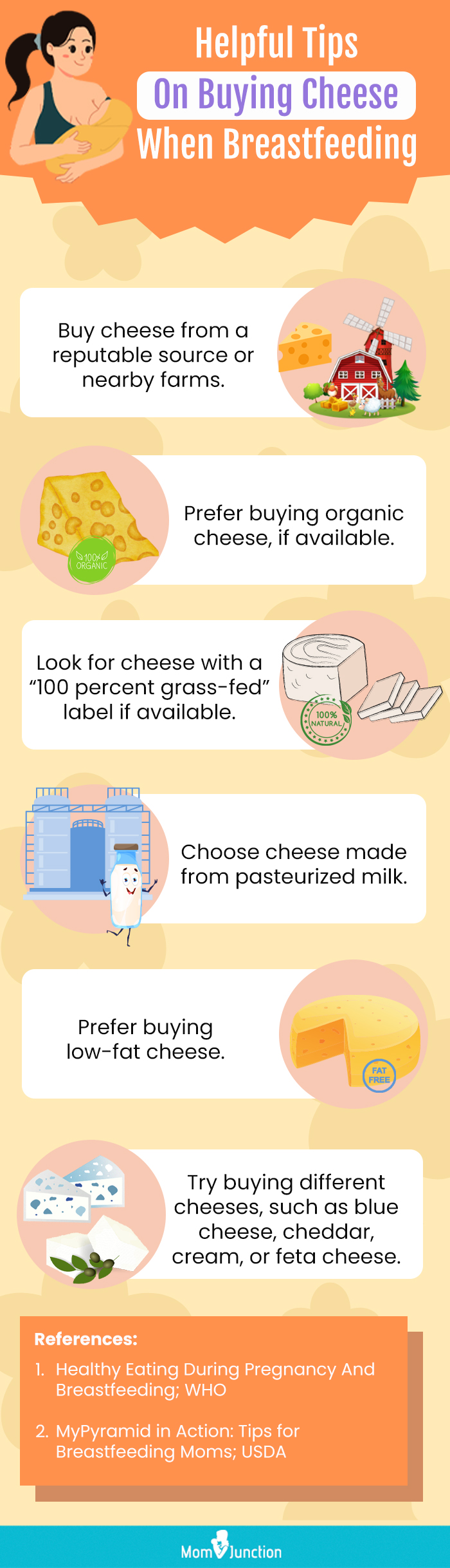 helpful tips on buying cheese when breastfeeding (infographic)