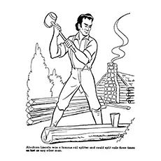 Abraham Lincoln chopping wood coloring page_image