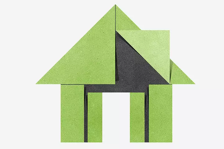 Origami house craft for kids