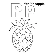 P for Pineapple coloring page