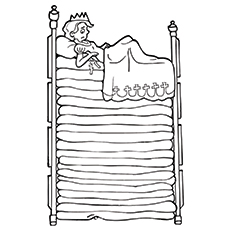 Princess and the pea coloring page