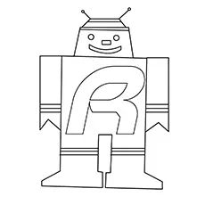R for Robo in robot coloring page