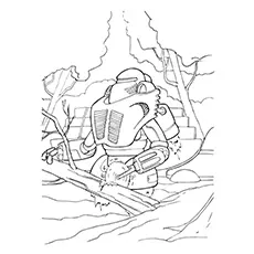Robot attacking the city coloring page