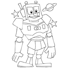 Space robot coloring page