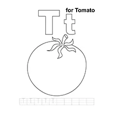 T for Tomato coloring page