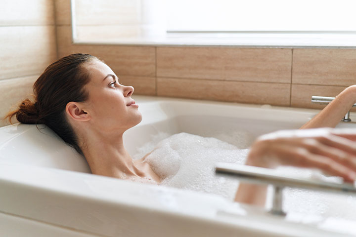 Take warm bath before starting perineal massage