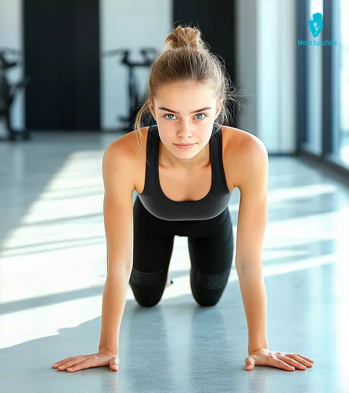 Teenage girls are doing some exercise