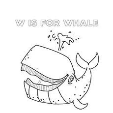 W for whale coloring page