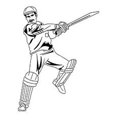 A Cricket Batsman, cricket coloring page