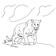 Coloring page of a panther taking a stroll