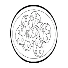 A plate of almond cookies coloring page