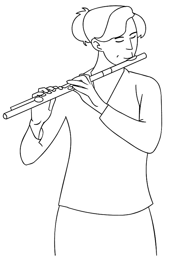A-Schoolgirl-Playing-Flute