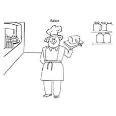 Baker and bread coloring page