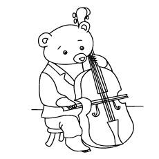 Bear playing violin coloring page