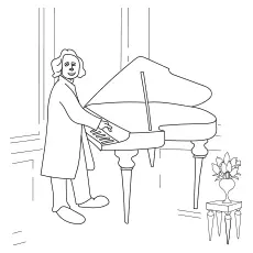 Beethoven Playing Piano coloring page