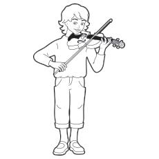 Boy playing violin coloring page