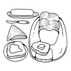 Butter and bread coloring page