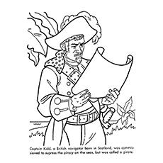 Captain Kidd, pirate coloring page