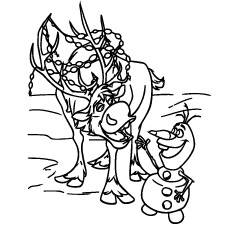 Coloring page of Sven and Olaf from Frozen