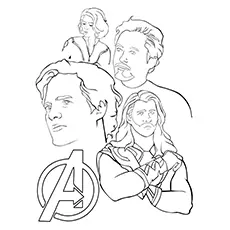 Core members of Avengers coloring page