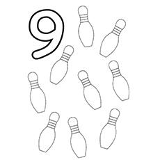 Count the bowling pins coloring page