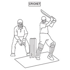 Batsman In Action, cricket coloring page