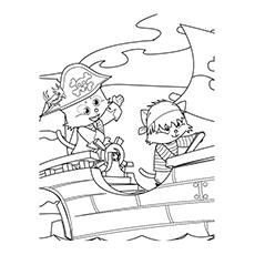 Cute cat pirates coloring page