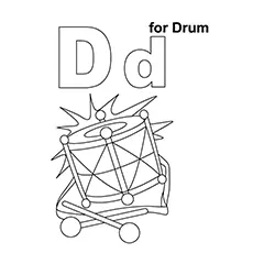 D for drum coloring page