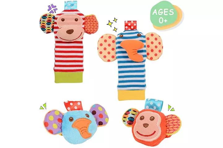 Daisy Cute Animal Wrist and Foot Rattles Finder Socks Set 1271