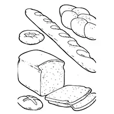 Different types of bread coloring page